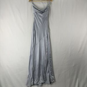 Retrofete Silver-Gray Satin Maxi Dress